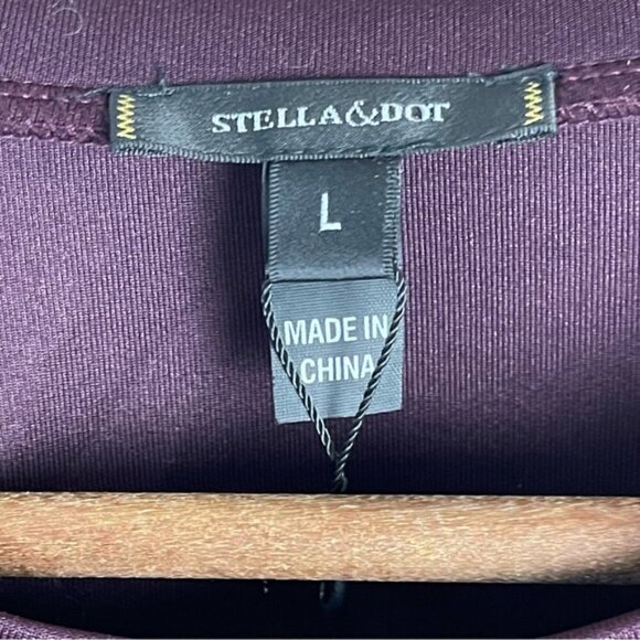 STELLA & Dot purple Puff sleeve Neoprene style top - large NEW - Picture 11 of 13